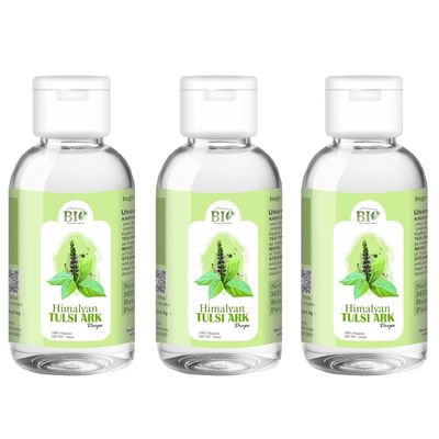 BIO Himalayan Tulsi ARK | Pure Tulsi Drops, Hydrosol | Pure Holy Basil Water for Skin Conditioning, Digestion and Immunity | 100 ml|New-BIO-11-Pack of 3