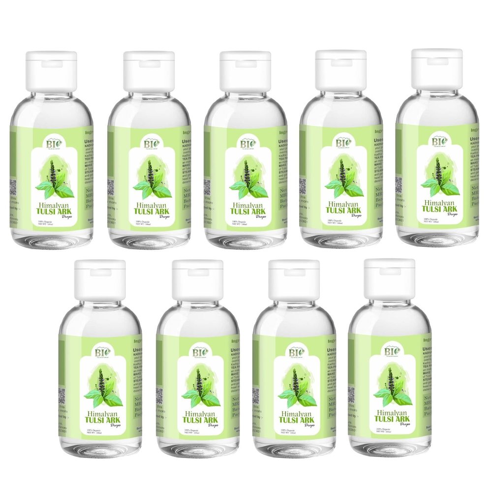 BIO Himalayan Tulsi ARK | Pure Tulsi Drops, Hydrosol | Pure Holy Basil Water for Skin Conditioning, Digestion and Immunity | 100 ml |Pack of 9||New-BIO-11-Pack of 9