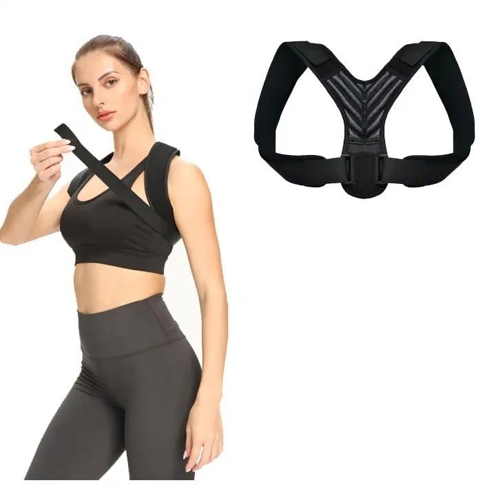 Fitcozi Adjustable Posture Corrector Belt - Elastic Back Brace for Men and Women, Straight Back Support, Black, Small