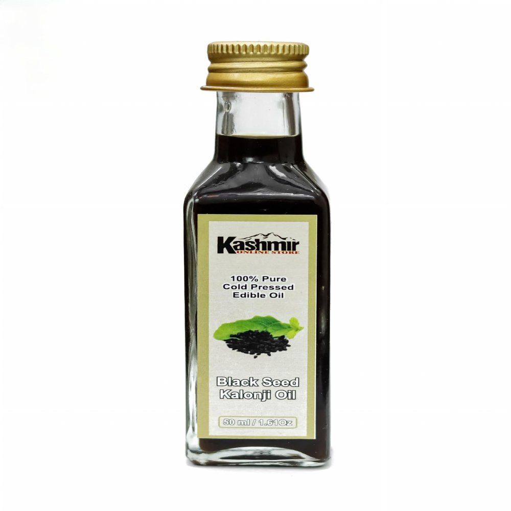 Kashmir Online Store Pure And Natural Cold-pressed Edible Black Seed Oil (Kalonji Oil) Black Seed Oil For Cooking Healthy Hair Growth 50 ML.