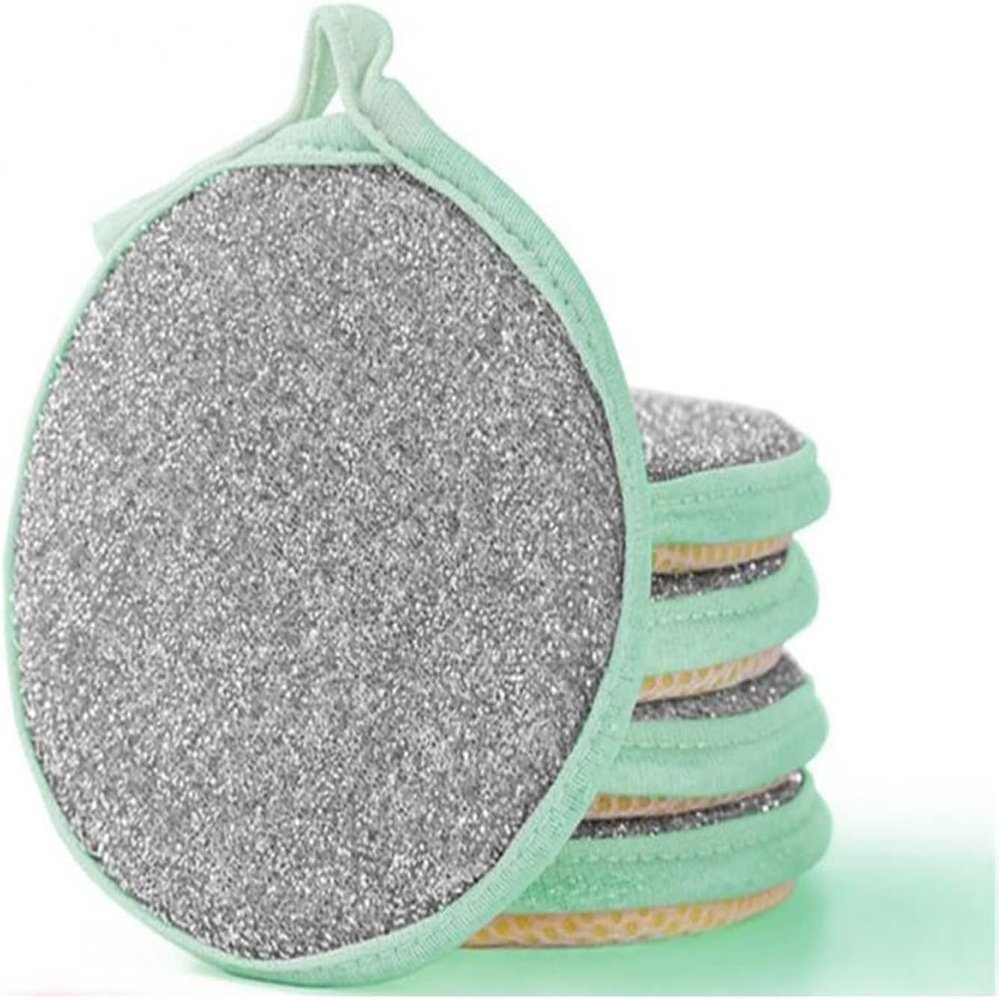 H&D PIPALIYA Multi-Purpose Kitchen Double Side Round Dishwashing Sponge Scrubber Rag Dish Pad Cleaner Home Kitchen Cleaning Tool Sponges, Household Cleaning Tools for Kitchen Multicolor(Pack of 5)