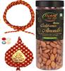 Bhai Dooj Gift for Brother - Badam Jar 200gms, Soft Thread, Designer Pack of Roli, Chawal, Chandan, Mishri for Bhaiya Tikka & Personal Message view 1