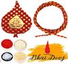 Bhai Dooj Gift for Brother - Badam Jar 200gms, Soft Thread, Designer Pack of Roli, Chawal, Chandan, Mishri for Bhaiya Tikka & Personal Message view 2