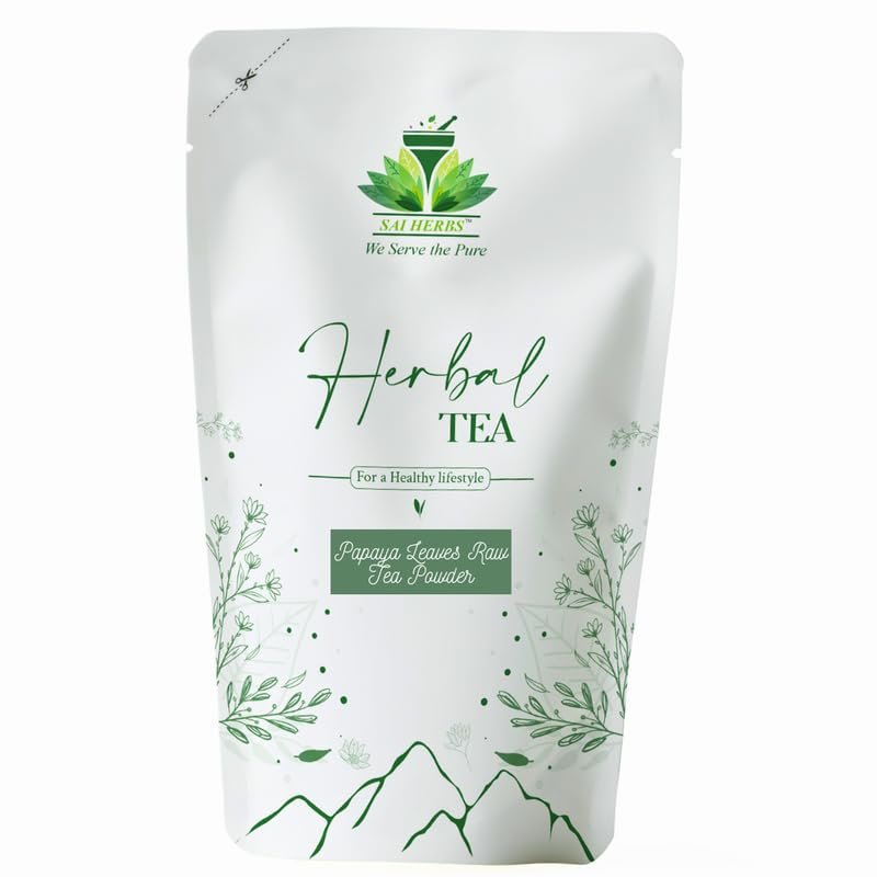 SAI HERBS Papaya Leaves Raw Tea Powder - Good for Skin - For a Healthy Lifestyle - Luxury Herbal Raw Tea Powder - Pure & Natural (250 Grams)