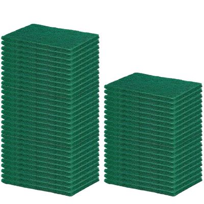 Ecommer Green Scrubber Pads Non-Scratch Cleaning Pads for Kitchen Utensils & Cookware (Large Size) - Pack of 50