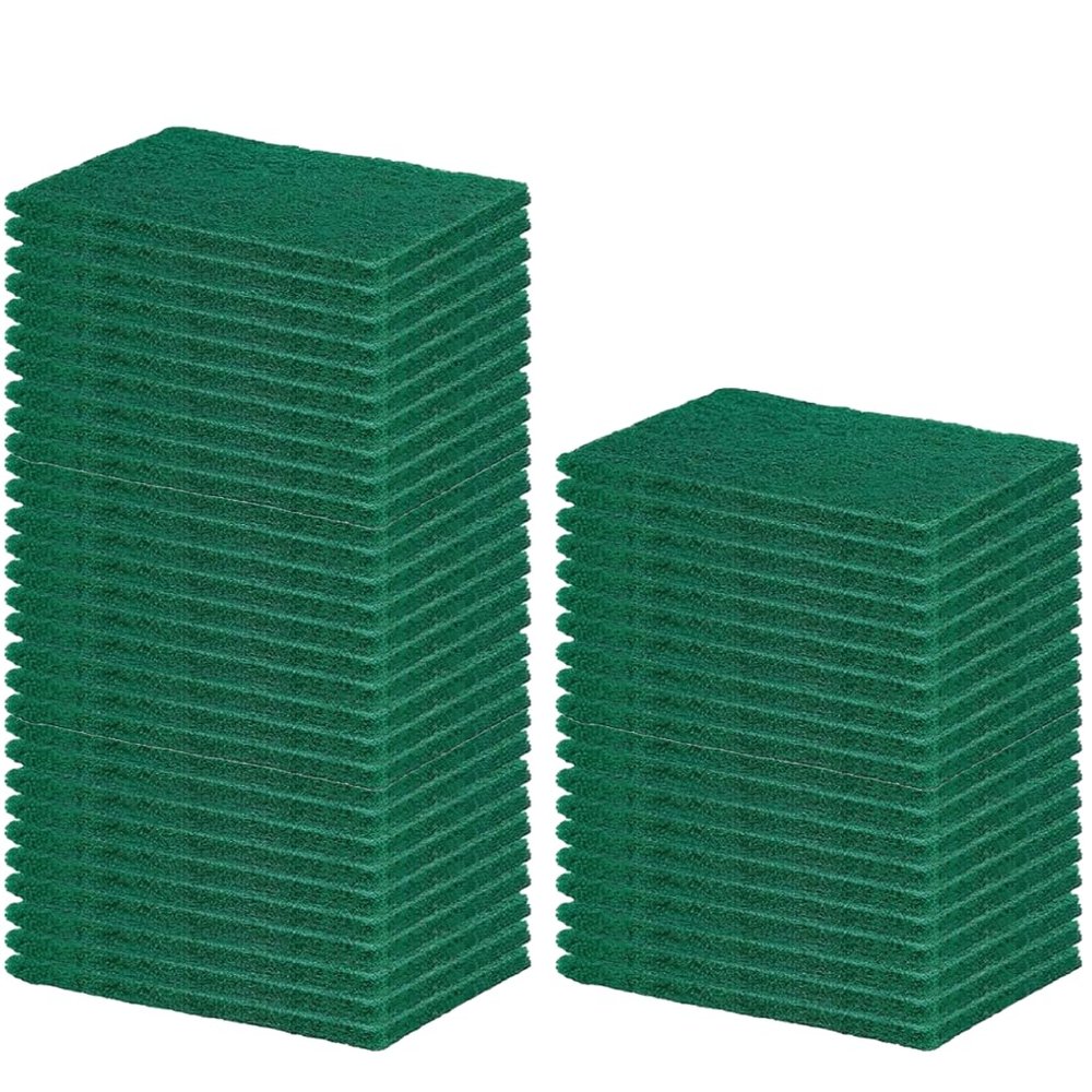 Ecommer Green Scrubber Pads  Non-Scratch Cleaning Pads for Kitchen Utensils & Cookware (Large Size) - Pack of 50