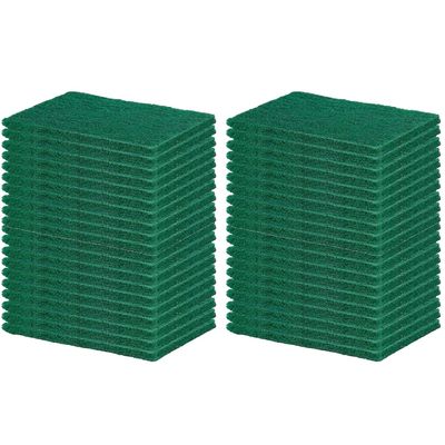 Ecommer Green Scrubber Pads, Non-Scratch Cleaning Pads for Kitchen Utensils & Cookware (Large Size) - Pack of 40