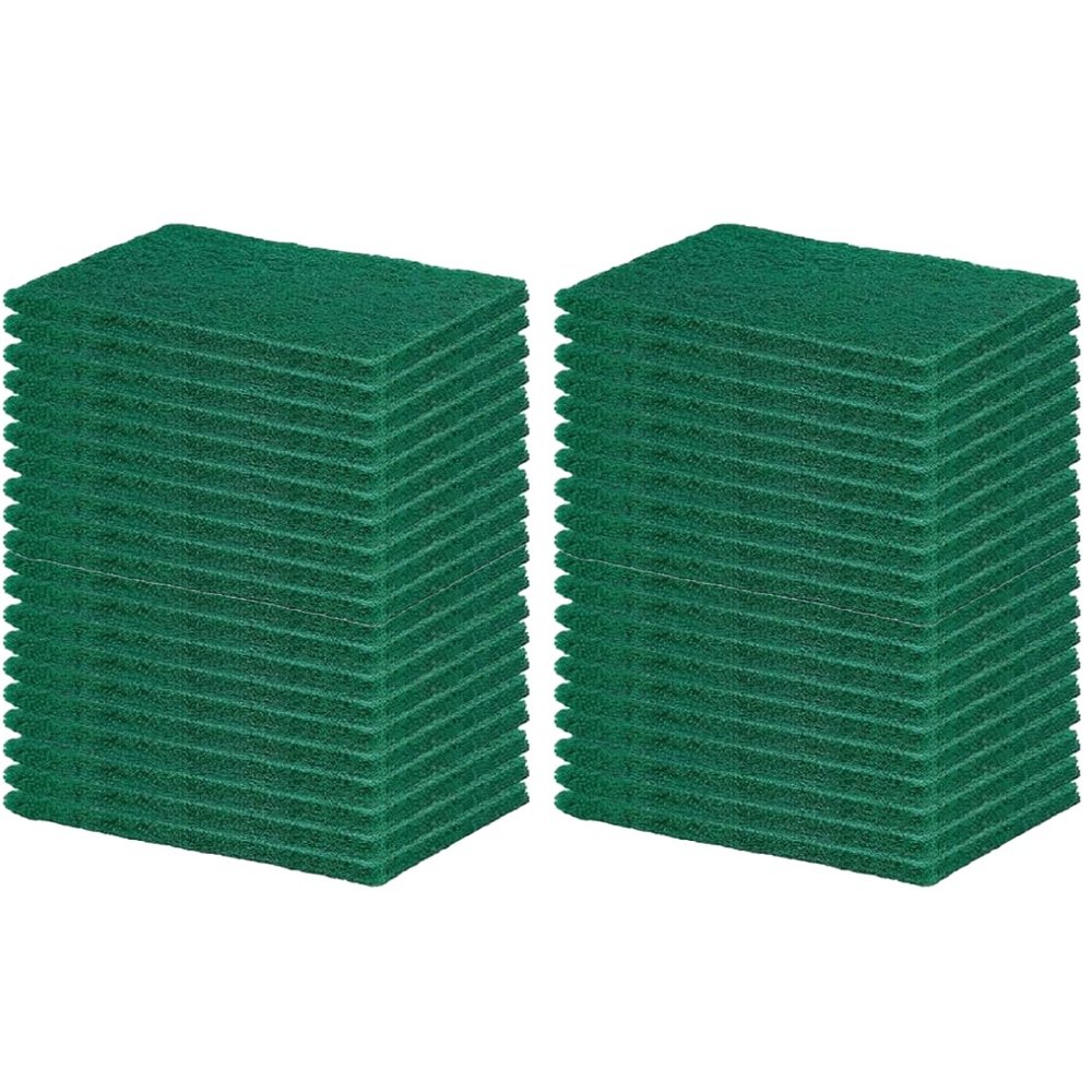 Ecommer Green Scrubber Pads, Non-Scratch Cleaning Pads for Kitchen Utensils & Cookware (Large Size) - Pack of 40