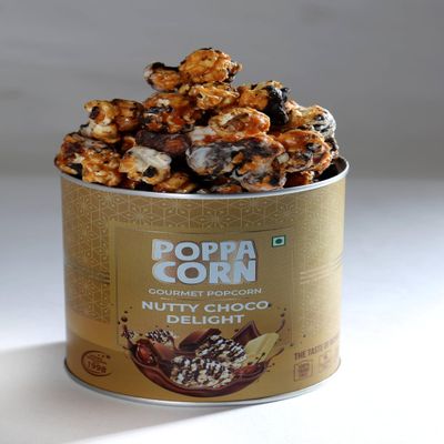 POPPACORN Gourmet Popcorn, Tin Pack (150g, Nutty Choco Delight)