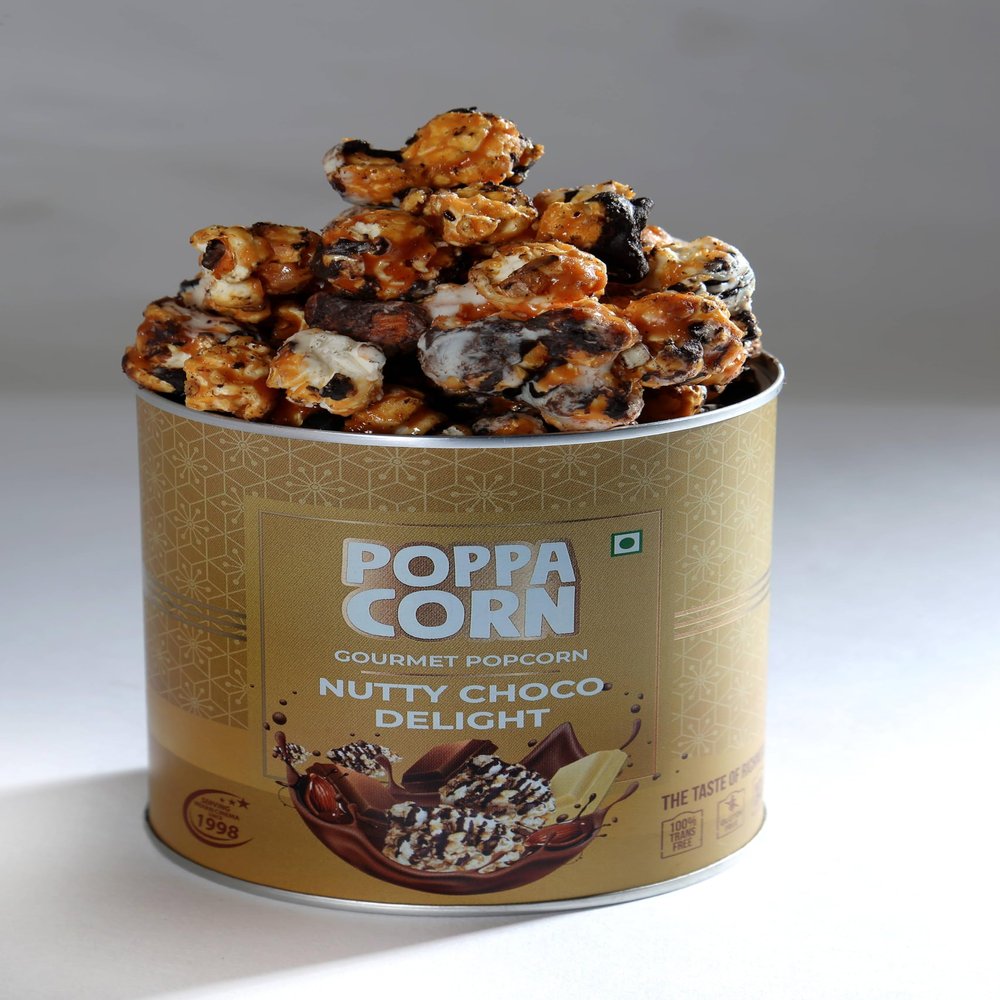 POPPACORN Gourmet Popcorn, Tin Pack (150g, Nutty Choco Delight)