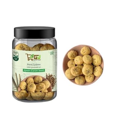 GROCERY JONES Bajra Cookies With Ajwain Flavorful Millet Cookies | Ajwain Cookies | No Maida & No Refine Sugar | Healthy Diet Snack Gluten-Free 200 g (Pack Of 1)