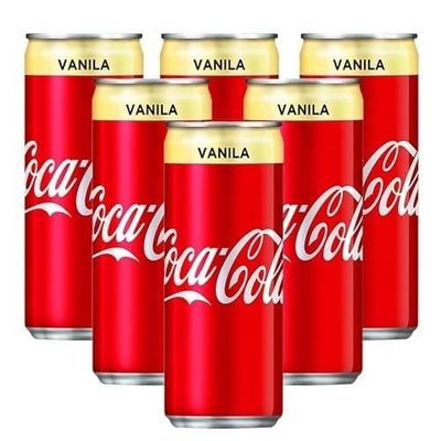 Coca colas Vanilla Flavoured Carbonated Soft Drink, 320ml X 6 Cans (Imported)