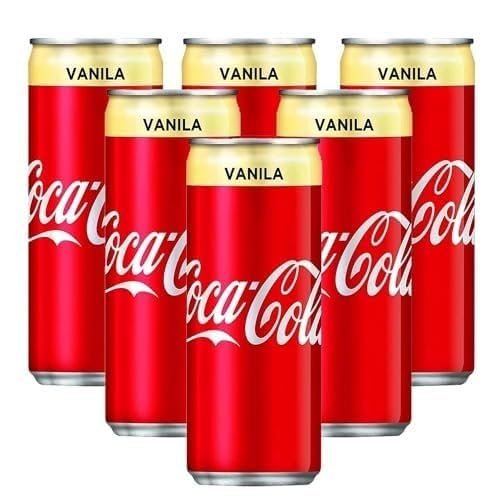 Coca colas Vanilla Flavoured Carbonated Soft Drink, 320ml X 6 Cans (Imported)