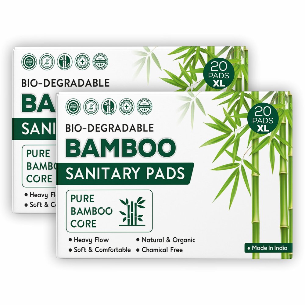 ARGONIUM Elon Biodegradable Bamboo Sanitary Napkin/Pad|Pack Of 40 |Xl-280Mm|Bamboo Core|Safe On Skin For Women|Toxic-Free & Rash-Free|Unscented|50% Wider Back|Leakproof|Made Safe|Heavy Flow