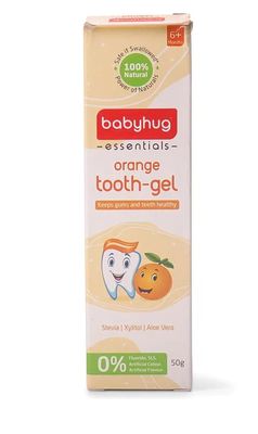 Babyhug Orange Flavoured Tooth Gel for Ages 6 Months+ |100% Natural Ingredients Fluoride Free No SLS/SLES- 50 g (1)