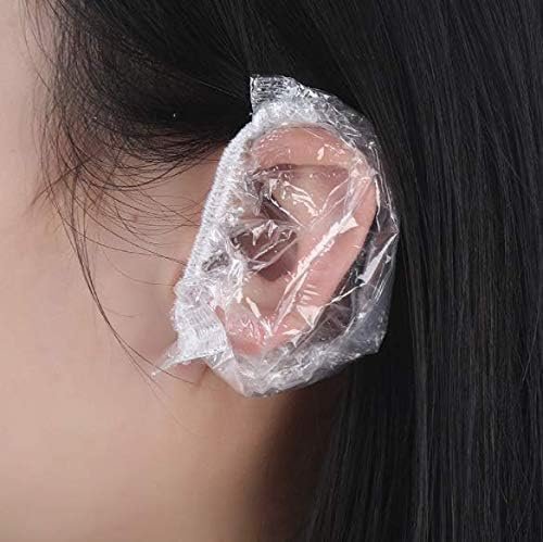 100 Pieces Waterproof Ear Cover Disposable Protect from Water Spa Home Use Hotel and Hair Salon, Waterproof Ear Protector Covers, Ear Cover for Bathing Ear Cover Caps, Covers for Hair Dye Use, Shower, Swimming and Bathing