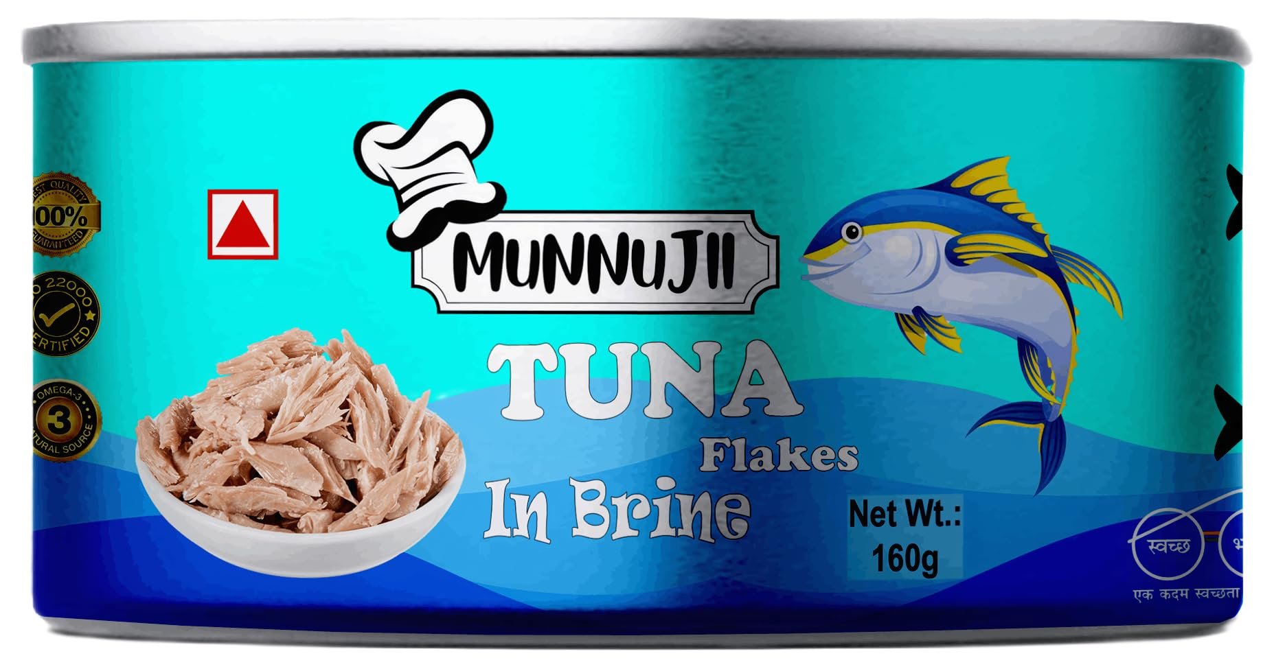 Munnujii Canned Tuna Flakes in brine, 160 gram Protein-Rich Tuna for Nutritious Indian Meals, Salads, Snacks, Sandwiches, and More