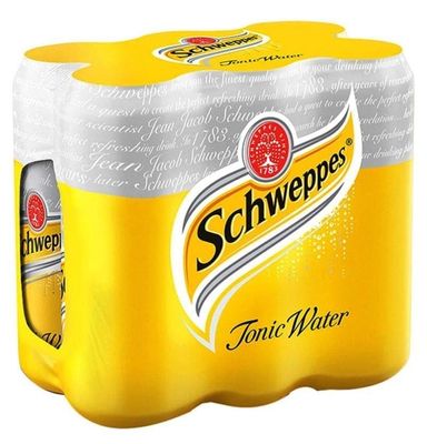 Schweppess Tonic Water, 6 Cans, 330 ml Each