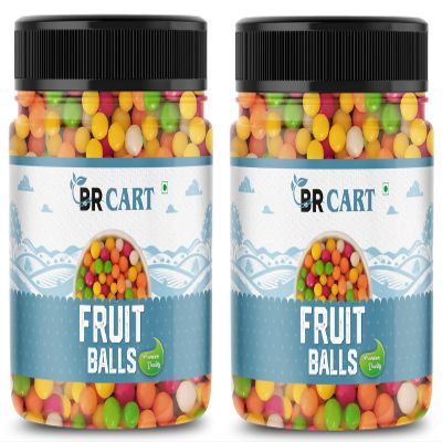 BR Cart Mixed Fruit Balls Candy - 400g Jar | Colorful Khatti Mithi Goli for Cake Decoration & Enjoyment | Assorted Fruit Flavors (400 GRAM X 2)