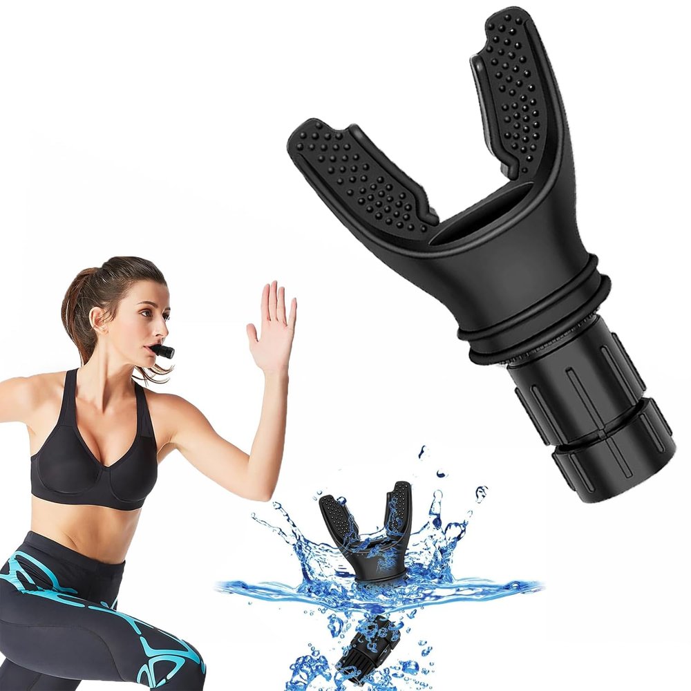 Nokwocy Breath Trainer, Lung Trainer, Breathing Exercise Device, Muscle Trainer with Variable Settings, Removable for Easy Cleaning - Black