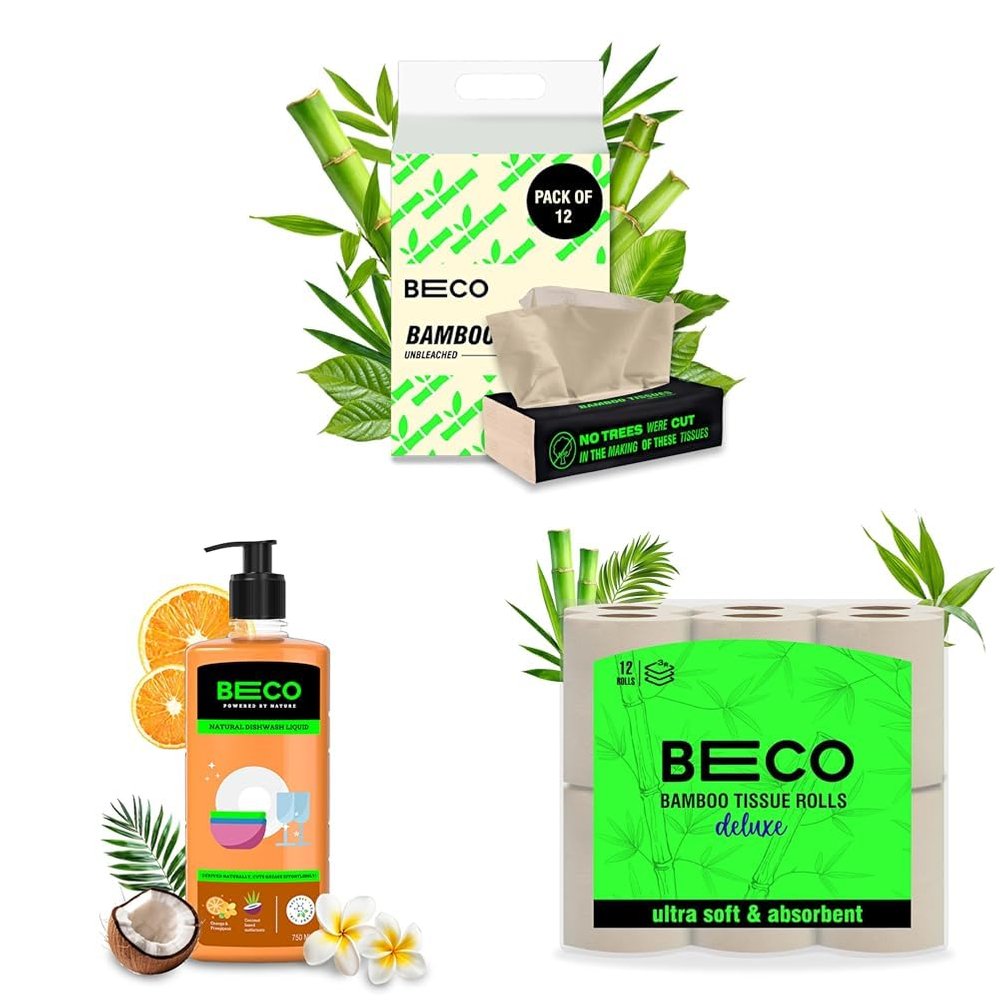 Beco Bamboo Super Soft Facial Tissue 100 Pulls (Pack of 12), 1200 Pulls 2 ply 100% Natural and Ecofr