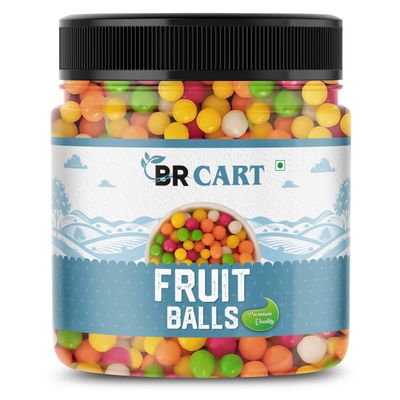 BR Cart Mixed Fruit Balls Candy - 400g Jar | Colorful Khatti Mithi Goli for Cake Decoration & Enjoyment | Assorted Fruit Flavors (400 GRAM)