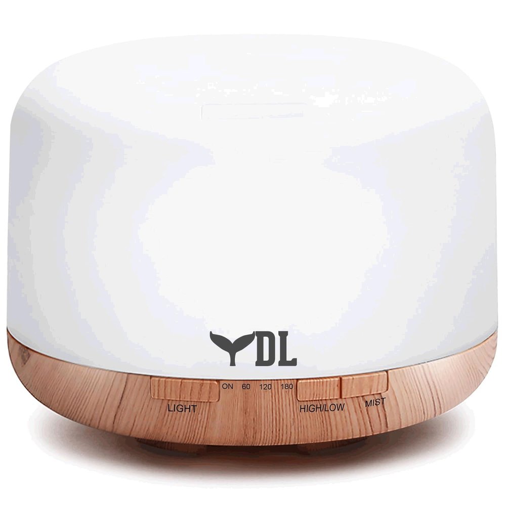 500ml Aromatherapy Essential Oil Diffuser Ultrasonic Air Humidifier with 4 Timer Settings 7 LED Color Changing Lamps, 10 Hours Continuous Mist Mode Running - AUTO Shut Off