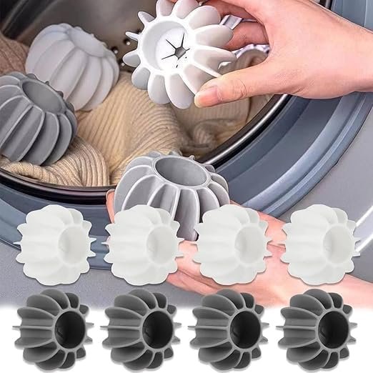 SOCATHEY Silicone Laundry Balls, Reusable Washing Dryer Ball, Anti-wrap Protection, 2024 (gray and wahite, Silicone medium)