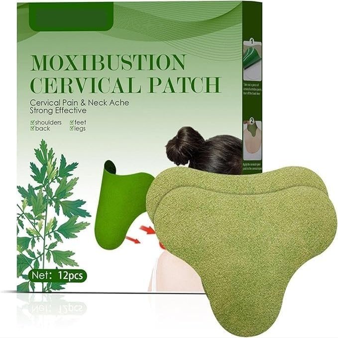 Moxibustion Cervical Patch - Wormwood & Mugwort Heat Relief for Neck, Shoulder, and Joint Pain,Back, Waist Pain Relief