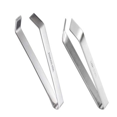 ATORSE 2X Fish Bone Tweezers Manual Portable Plucking Clamp Flat and Slant Tweezers