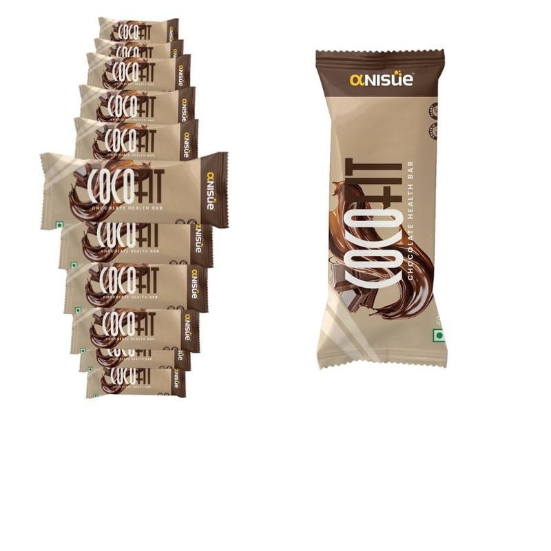 Anisue Health Bar Cocofit Chocolate | Snack with 15g Plant-Based Pea Protein | Indulgence for Energy & Wellness on-the-Go (Pack of 12)