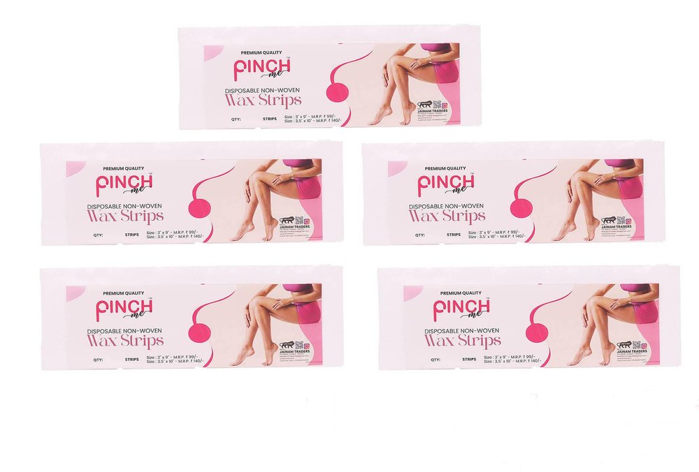 Pinch Me Non-Woven Disposable Wax Strips for Hair Removal.(Pack of 1 Contains 45 pcs) (Pack of 5(225 Strips) 3.5" x 10")