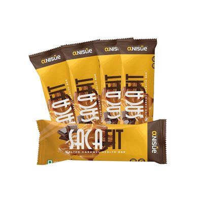 Anisue Health Bar Sacafit Salted Caramel | Snack with 15g Plant-Based Pea Protein | Indulgence for Energy & Wellness on-the-Go (Pack of 8)