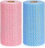 BELLE MAIN Non-Woven Reusable Kitchen Towel Roll | Blue & Red Kitchen Cloth | Food Safe | Lint-free and Residue-Free | Washable and Reusable | Highly Absorbent - (Pack of 2) 80 Pulls Per Roll view 1