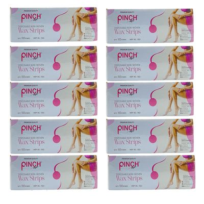 Pinch Me Disposable Non-Woven LIPO-Wax Strips for Hair Removal.(Pack of 10(1000 Strips) 3" x 8")