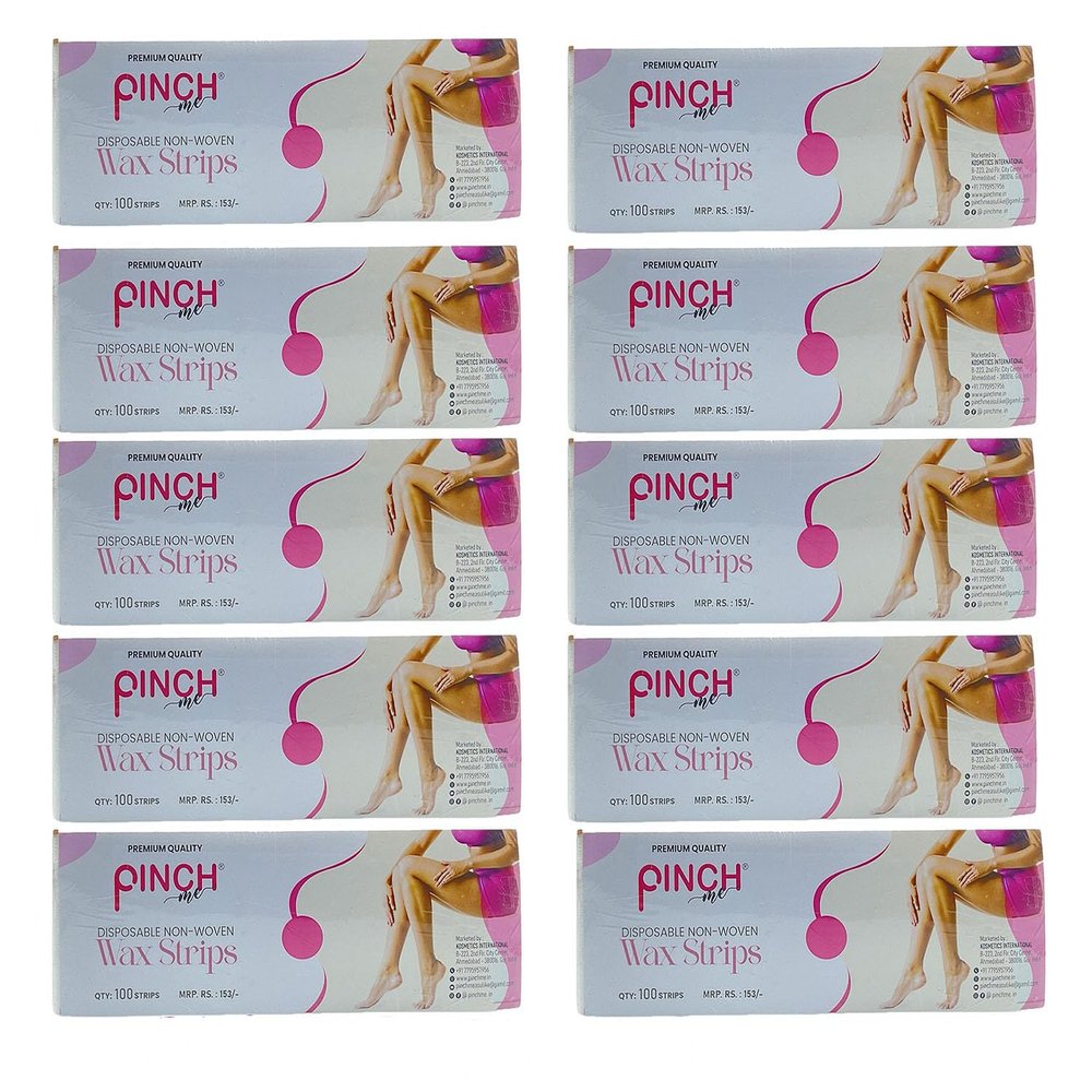 Pinch Me Disposable Non-Woven LIPO-Wax Strips for Hair Removal.(Pack of 10(1000 Strips) 3" x 8")