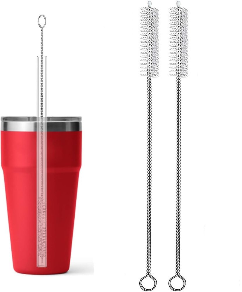 2 Drinking Straw Cleaning Brush Long - Bristle Cleaner for Stainless Steel Drink Straws Heavy Duty Brushes for Washing Glass Silicone Metal Straws Tea Pot Spout Mini Micro Bottle