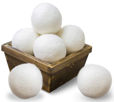 MADHYA Wool Dryer Balls, Natural Fabric Softener, Reusable, Reduces Clothing Wrinkles & Saves Drying Time, Alternative to PVC Ball, Dryer Sheets, Liquid Softener, Lint Free Fluffier, White, Pack of 6