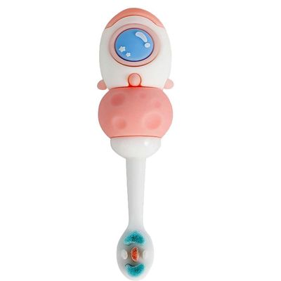 Arsenio Space Astronaut Design Toothbrush Extra Microfiber Soft Bristles Manual Toothbrush Soft Tooth Brush For 3-6 Years Old Children Boys Girls Kids MultiColor (Pink)