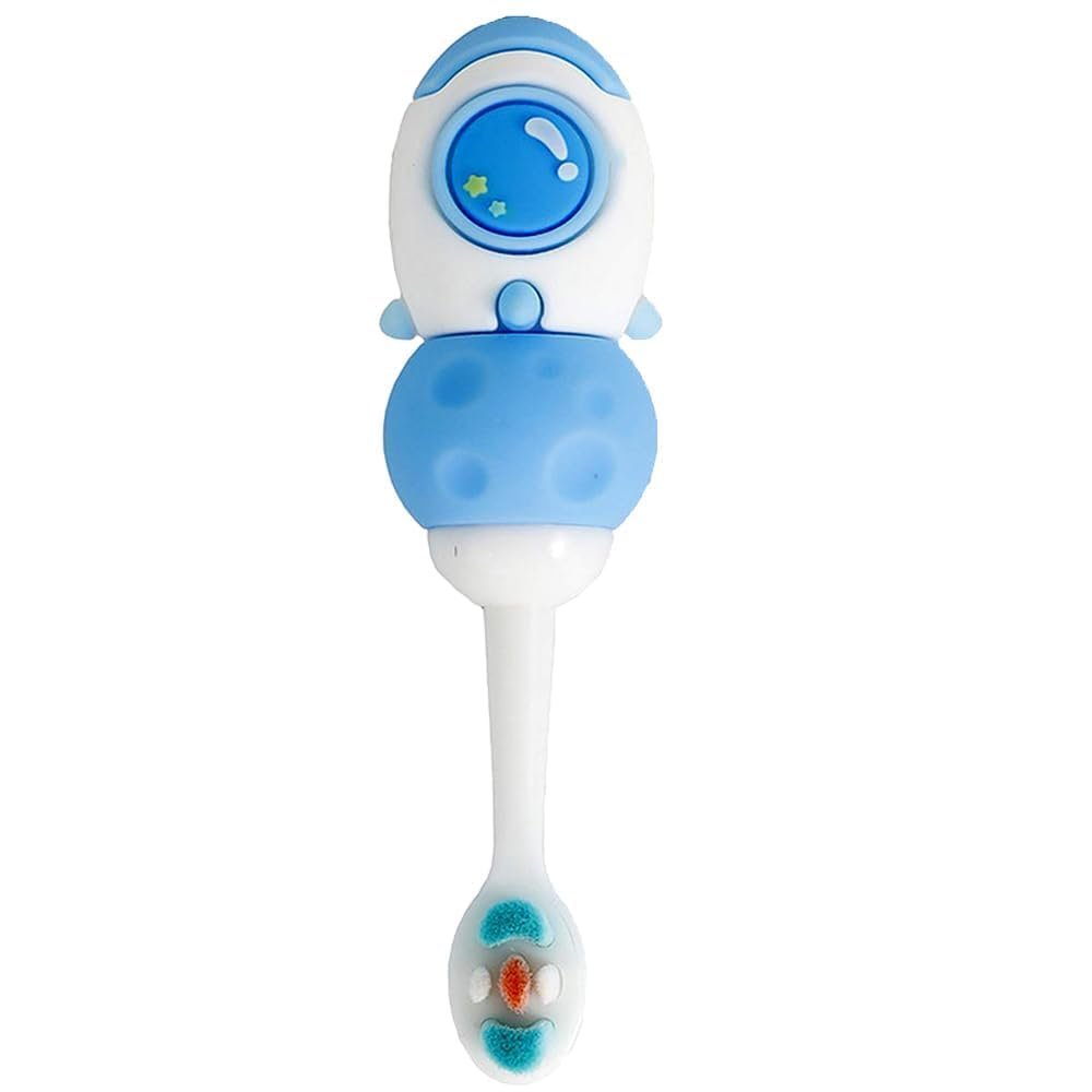Arsenio Space Astronaut Toothbrush Extra Microfiber Soft Bristles Manual Toothbrush Soft Tooth Brush For 3-6 Years Old Children Boys Girls Kids MultiColor (Blue 2)