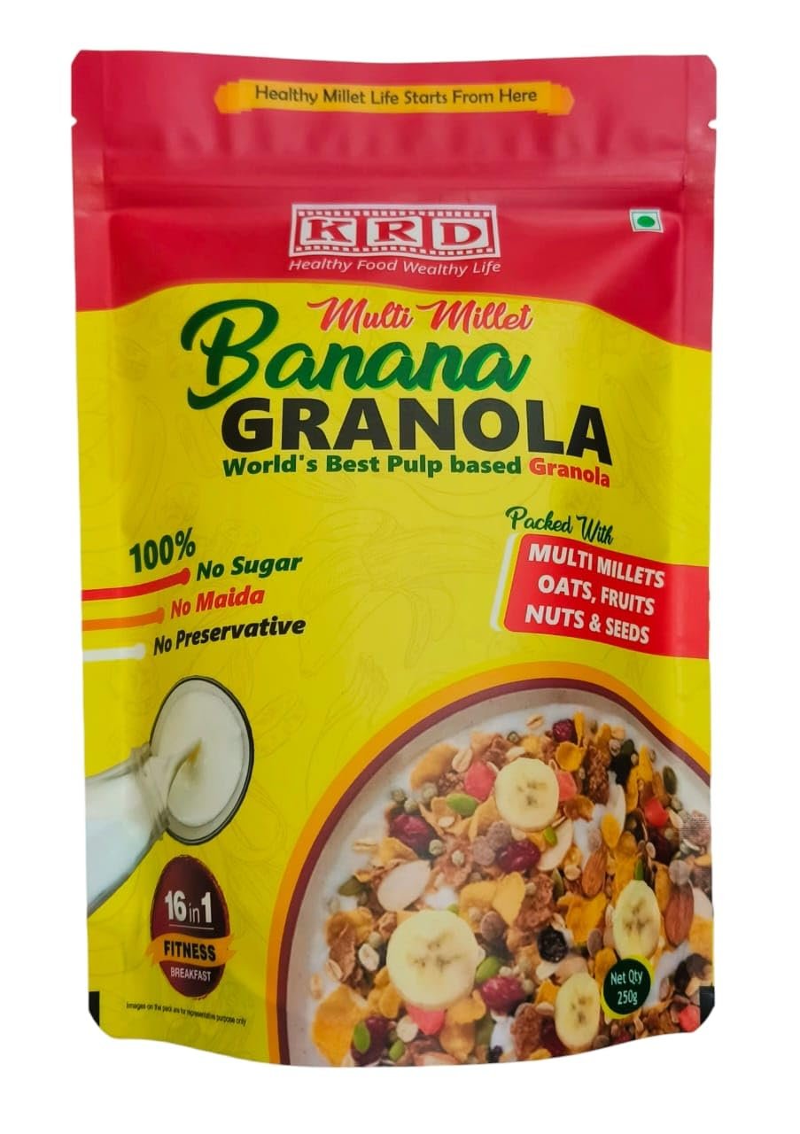 KRD Homemade Granola for Breakfast - High Protein Cereal with Oats, Nuts, Seeds and Dry Fruits 1kg
