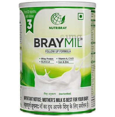Braymil 3 Follow-Up Formula Stage 3 for (12 Months and Up) for Babies  400 gm Tin Pack