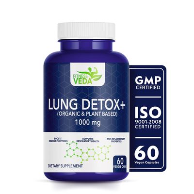 FITNESSVEDA Lung Natural Detox+ Organic & Plant Based Exclusive Wellness Product, Clears Congestion, Removes Tar, Improves Lung Health & Immunity Daily Cleanse Capsules - Pack of 1