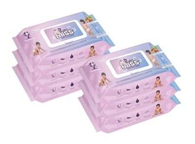 BumBliss 99% Pure Water, Organic, Unscented Baby Wipes with Lid I 80 Wipes x Pack of 6 - 480 Wipes I Clinically, Dermatologically & Pediatrician tested I Goodness of Ayurvedic Extracts - Aloe Vera Extract, Almond Oil & Lavender Oil I Free from - Alc