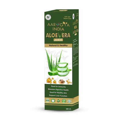 Aarogya India Aloevera Juice 500ml | Ayurvedic Health Drink for Skin Hair & Digestive Health | Detox & Immunity Booster | Natural Rejuvenating Juice for Liver and Body Wellness