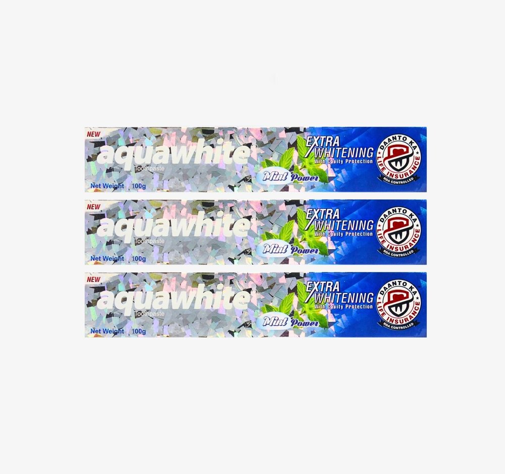 Aquawhite Extra Whitening toothpaste with cavity protection, Pack of 3