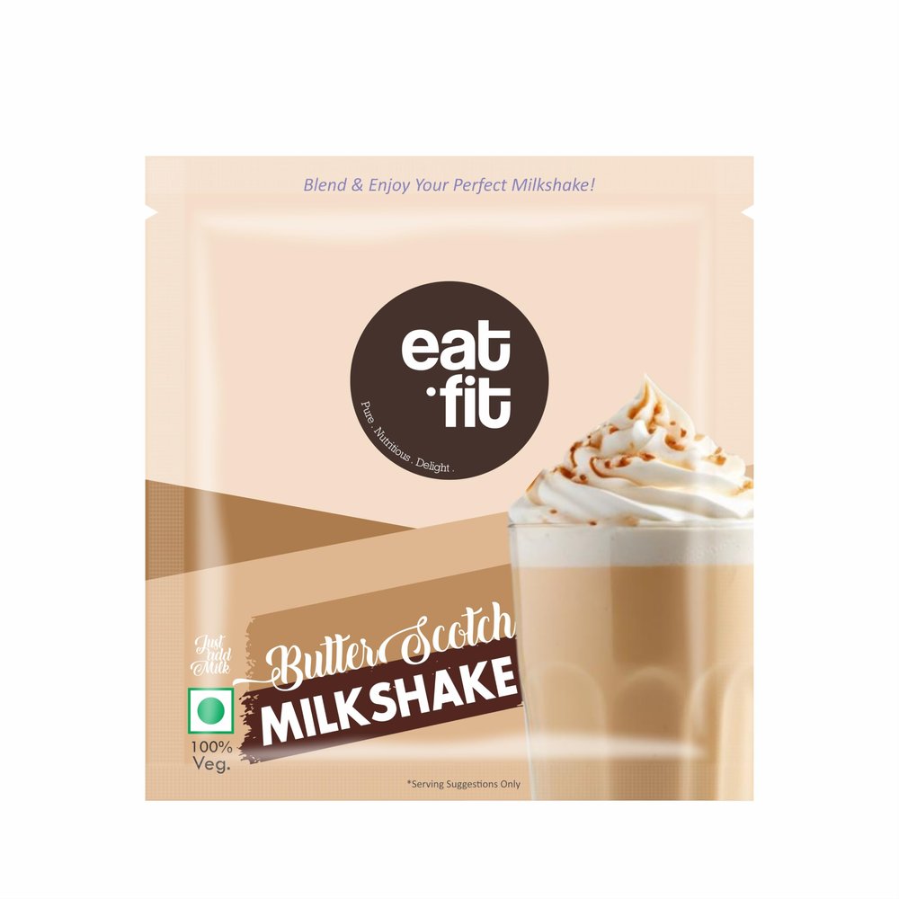 eatfit Butterscotch Milkshake Premix Pack of 12 (12 x 25g) 300g I Make Thick & Smooth Texture Milkshakes I Instant Drink Mix I Vegan