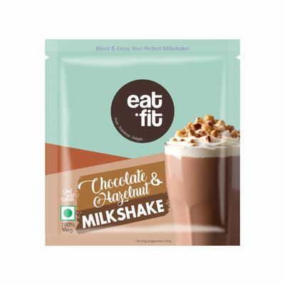 eatfit Chocolate & Hazelnut Milkshake Premix  Pack of 10 (10 x 25g) I Make Thick & Smooth Texture Milkshakes I Instant Drink Mix I Vegan