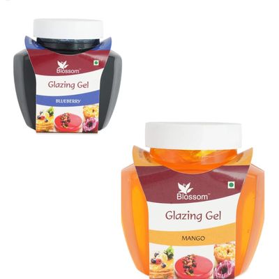 Blossom Glazing Gel combo pack of 250 Gram Blueberry Gel and Mango Gel