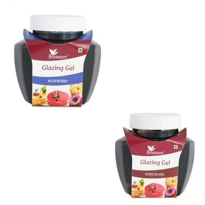 Blossom Glazing Gel combo pack of 250 Gram Chocolate Gel and Blueberry Gel